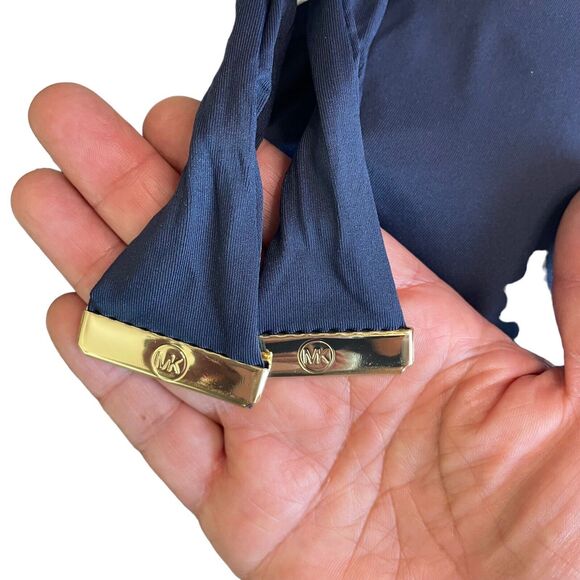 Michael Kors Halter One Piece Swimsuit - Chain Print Border Navy Size 6 NWT - Picture 14 of 16